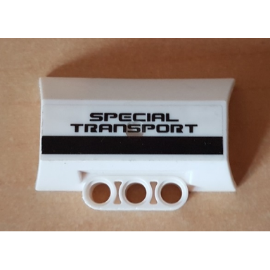 white technic panel engine block half side intake with black stripe and special transport pattern sticker - set 5979
