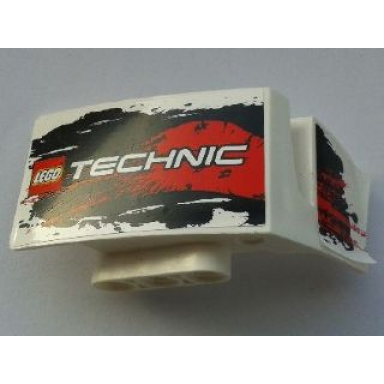 white technic panel car mudguard left with lego technic logo and black and red stains pattern stickers - set 8262