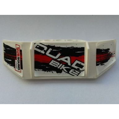 white technic panel car spoiler 3 x 8 with three holes with quad bike subsound limiter and black and red stains pattern model left side stickers - set 8262