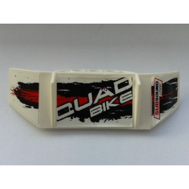 white technic panel car spoiler 3 x 8 with three holes with quad bike subsound limiter and black and red stains pattern model right side stickers - set 8262