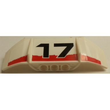 white technic panel car spoiler 3 x 8 with three holes and black 17 and red stripe on white background pattern stickers - set 8184