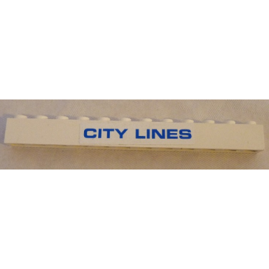 white brick 1 x 12 with blue city lines pattern sticker - set 7994