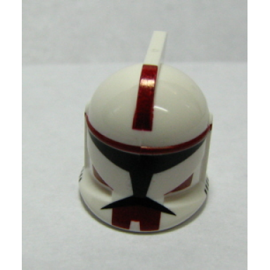 white minifigure headgear helmet sw clone trooper with holes dark red markings pattern