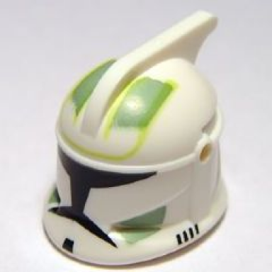 white minifigure headgear helmet sw clone trooper with holes sand green markings pattern
