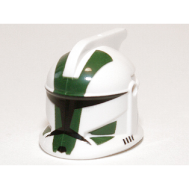 white minifigure headgear helmet sw clone trooper with holes dark green markings clone commander gree pattern