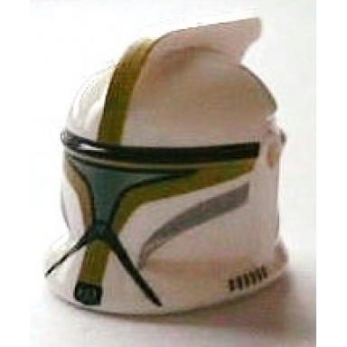 white minifigure headgear helmet sw clone trooper with holes olive green markings and silver visor pattern clone trooper sergeant