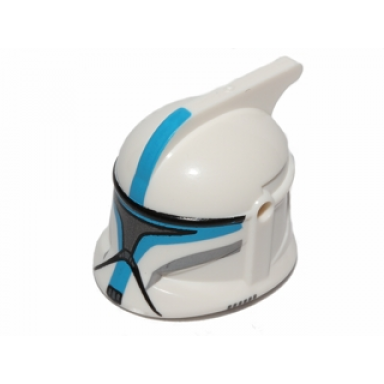 white minifigure headgear helmet sw clone trooper with holes dark azure markings and silver visor pattern clone trooper lieutenant