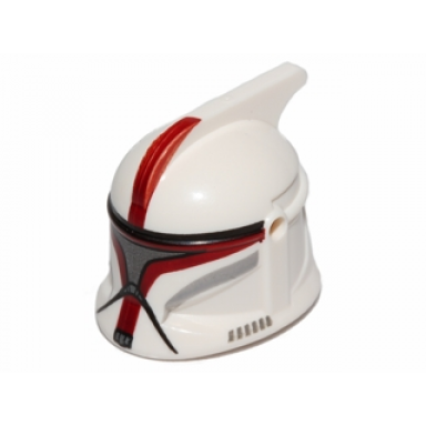 white minifigure headgear helmet sw clone trooper with holes dark red markings and silver visor pattern clone trooper captain