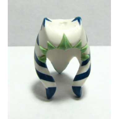 white minifigure headgear headdress sw togruta montrals short with blue stripes sand green triangles pattern ahsoka tano