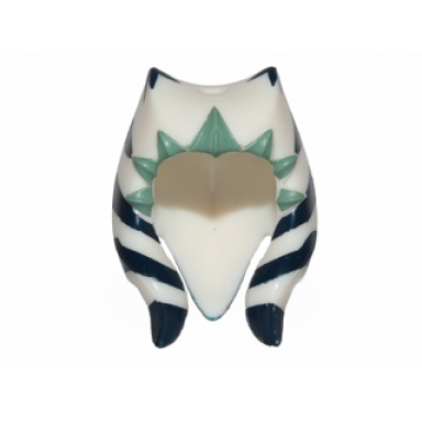 white minifigure headgear headdress sw togruta montrals short with dark blue stripes sand green triangles pattern ahsoka tano