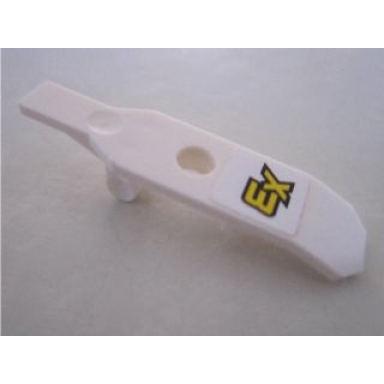 white minifigure utensil ski with hinge with yellow ex pattern sticker - set 8495