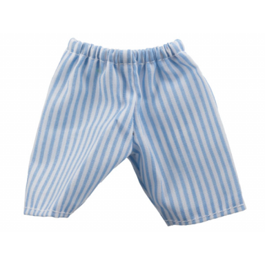 white duplo doll cloth pants with medium blue stripes pattern