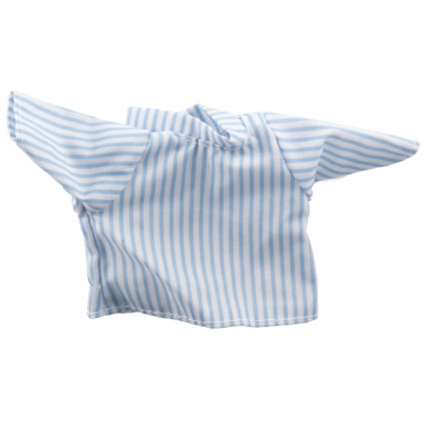 white duplo doll cloth t-shirt with medium blue stripes pattern