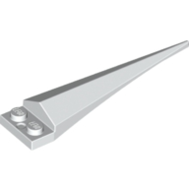 white plate modified 1 x 2 with angular extension with molded flexible rubber white tip pattern