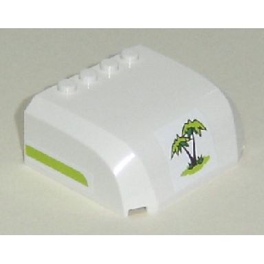 white windscreen 5 x 6 x 2 curved top canopy with 4 studs with lime line on both sides and palm tree on front pattern stickers - set 7639