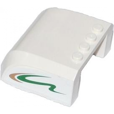 white windscreen 5 x 6 x 2 curved top canopy with 4 studs with green and tan road swirl pattern on both sides stickers - set 60057