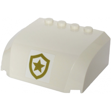 white windscreen 5 x 6 x 2 curved top canopy with 4 studs with police gold star badge logo on white background pattern sticker - set 60244