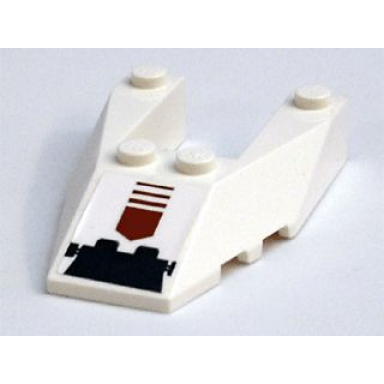 white wedge 6 x 4 cutout with stud notches with black and dark red arrow pattern sticker - set 7714