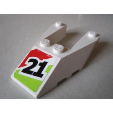 white wedge 6 x 4 cutout with stud notches with number 21 pattern sticker - set 8897