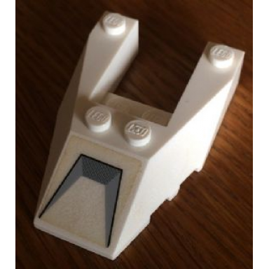 white wedge 6 x 4 cutout with stud notches with light bluish gray trapezoid air intake pattern sticker - set 7679