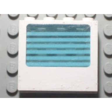 white panel 1 x 4 x 3 with fixed glass with 6 white stripes pattern sticker - set 6666
