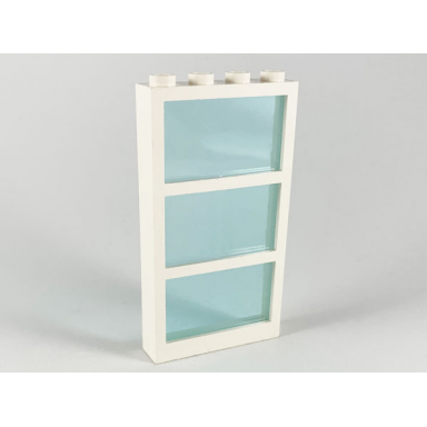 white window 1 x 4 x 6 with 3 panes with fixed trans-light blue glass