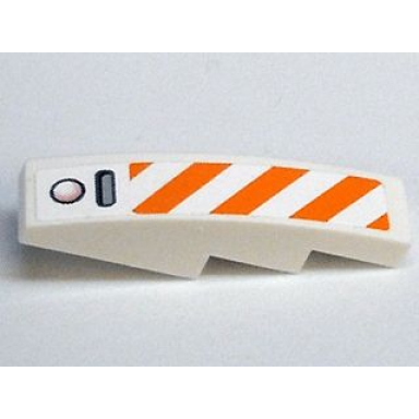 white slope curved 4 x 1 with orange and white diagonal stripes pattern sticker - set 7738