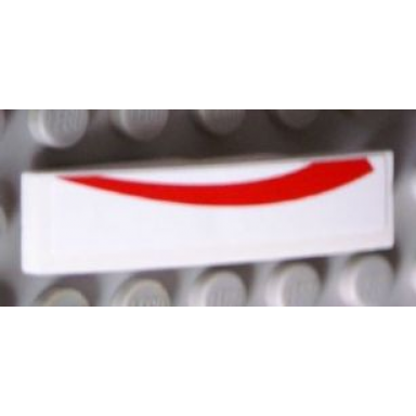 white slope curved 4 x 1 with red curved line on white background pattern model left side sticker - set 8158