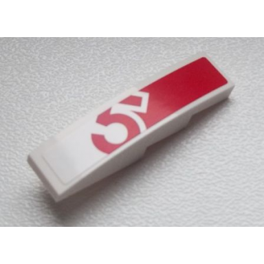 white slope curved 4 x 1 with red 5 pattern sticker - set 60025