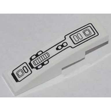 white slope curved 4 x 1 with black mechanical pattern sticker - set 70504