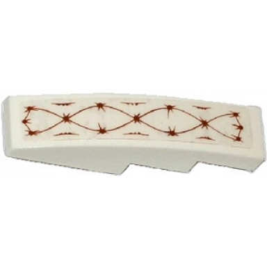 white slope curved 4 x 1 with dark orange crisscross swirls and stars pattern sticker - set 70143