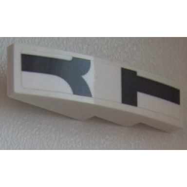 white slope curved 4 x 1 with dark bluish gray markings pattern 1 sticker - set 75876