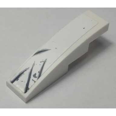 white slope curved 4 x 1 with black and light bluish gray scratches pattern 1 sticker - set 70009