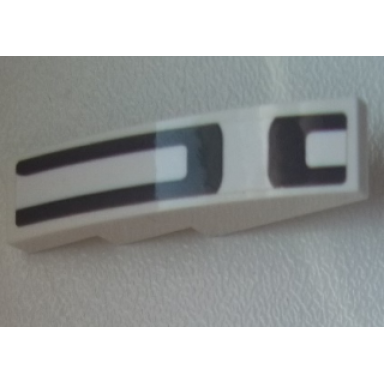 white slope curved 4 x 1 with dark bluish gray markings pattern 2 sticker - set 75876