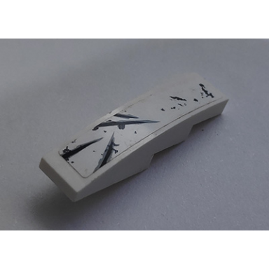 white slope curved 4 x 1 with black and light bluish gray scratches pattern 4 sticker - set 70009