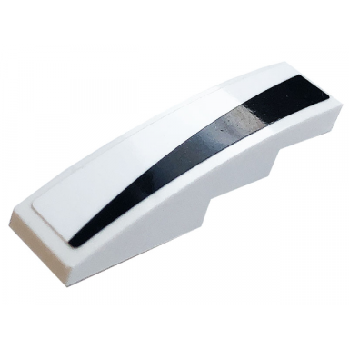 white slope curved 4 x 1 with black stripe pattern model left side sticker - set 76896