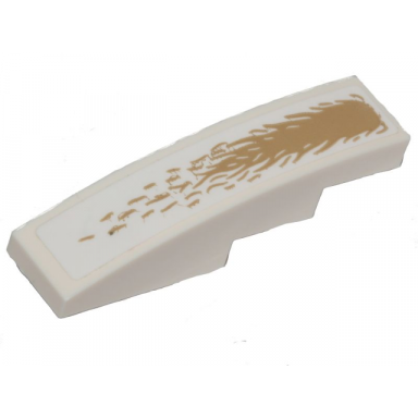white slope curved 4 x 1 with tan fur pattern sticker - set 76208