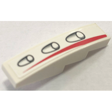 white slope curved 4 x 1 with red stripe and 3 headlights pattern model right side sticker - set 8161