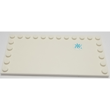 white tile modified 6 x 12 with studs on edges with small medium azure snowflake and dots pattern model left side sticker - set 41323