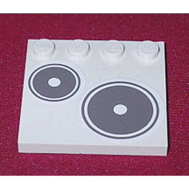 white tile modified 4 x 4 with studs on edge with dark gray circles stove plates pattern model right side sticker - set 5895