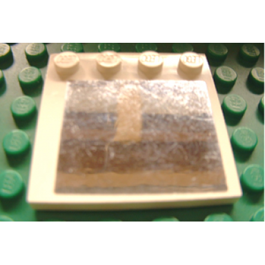 white tile modified 4 x 4 with studs on edge with mirrored square pattern sticker - set 1382