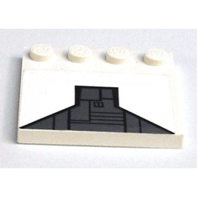 white tile modified 4 x 4 with studs on edge with black lines and dark bluish gray pattern sticker - set 7676