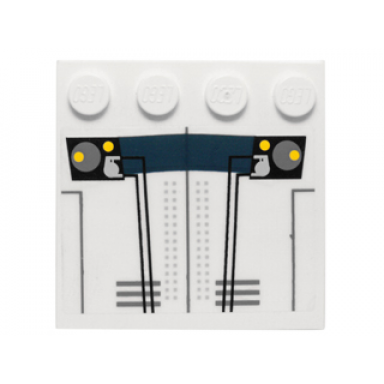 white tile modified 4 x 4 with studs on edge with canopy and dark blue stripe pattern sticker - set 10195
