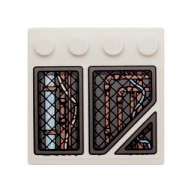 white tile modified 4 x 4 with studs on edge with copper pipes and bright light blue wires under panels pattern model left side sticker - set 70226