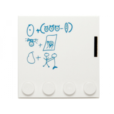 white tile modified 4 x 4 with studs on edge with blue whiteboard formula pattern