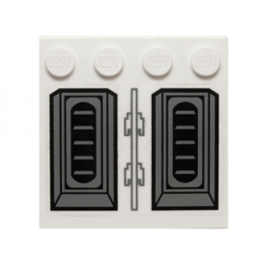 white tile modified 4 x 4 with studs on edge with black and dark bluish gray vents on transparent background pattern sticker - set 10195