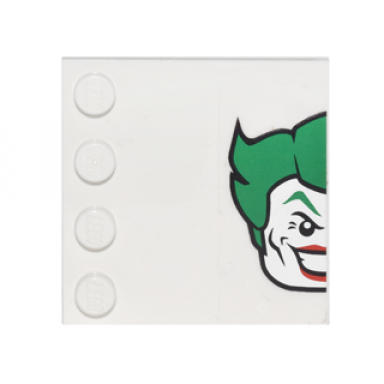 white tile modified 4 x 4 with studs on edge with half the joker head pattern model right side sticker - set 6857