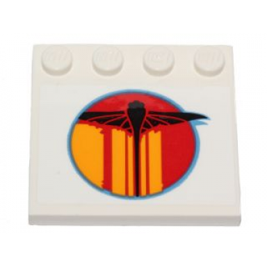 white tile modified 4 x 4 with studs on edge with sw the phantom bright light orange and red stripes with black logo pattern model left side sticker - set 75170