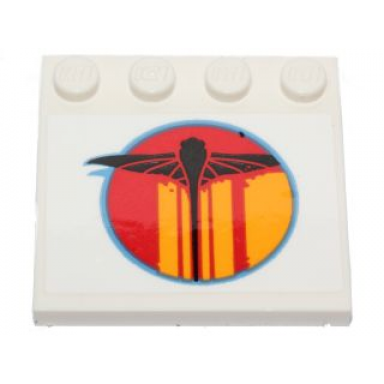 white tile modified 4 x 4 with studs on edge with sw the phantom bright light orange and red stripes with black logo pattern model right side sticker - set 75170