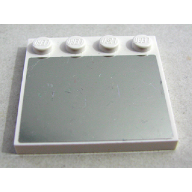 white tile modified 4 x 4 with studs on edge with mirrored rectangle pattern sticker - set 3187